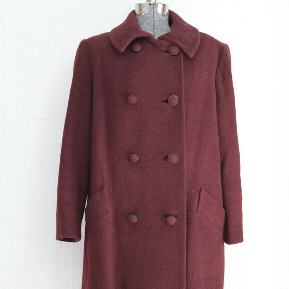 60's suit tweed coat and dress jumper burgundy purple tweed size 10 modern - Picture 1 of 7
